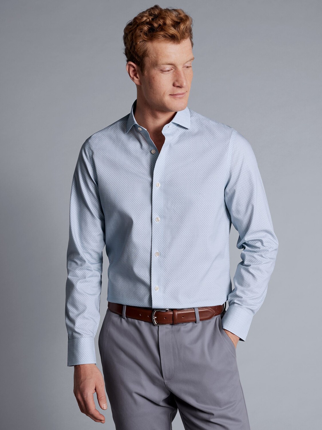 

Рубашка узкого кроя без железа Charles Tyrwhitt, синий океан
