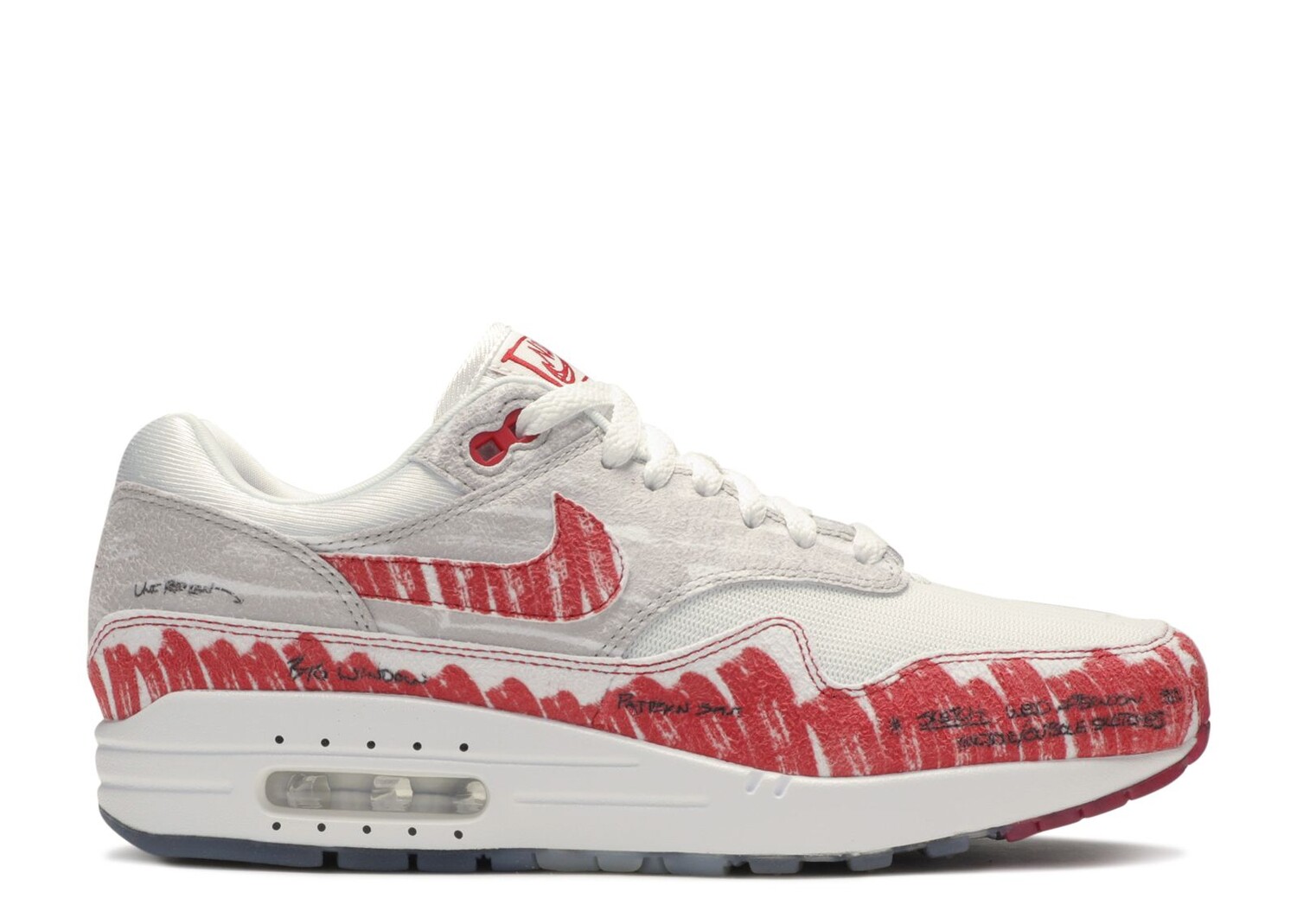 

Кроссовки Nike Air Max 1 'Sketch To Shelf - University Red', красный, Красный;серый