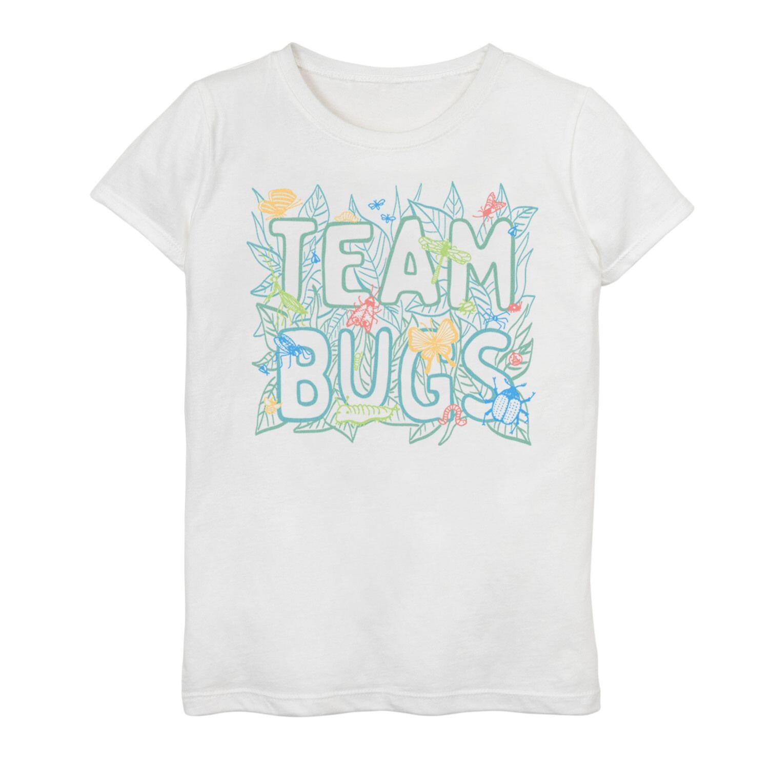 

Футболка с изображением коллажа «Флора и фауна» для девочек 7–16 лет Team Bugs Licensed Character