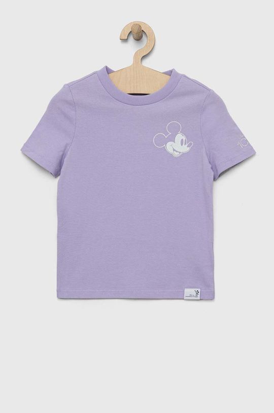 Хлопковая футболка детская для Диснея Gap, фиолетовый