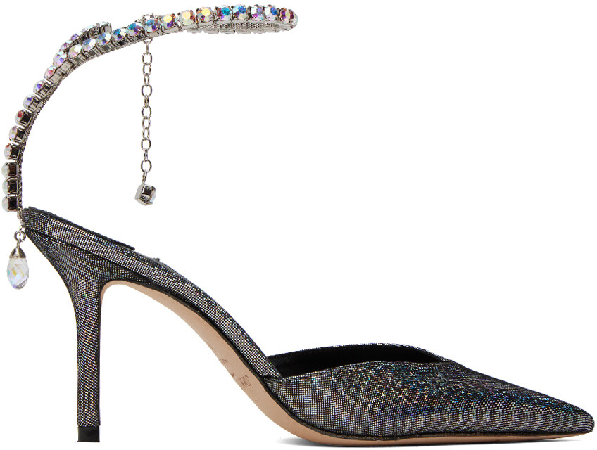 

Серебряные туфли Saeda 85 на каблуках Jimmy Choo, Серый