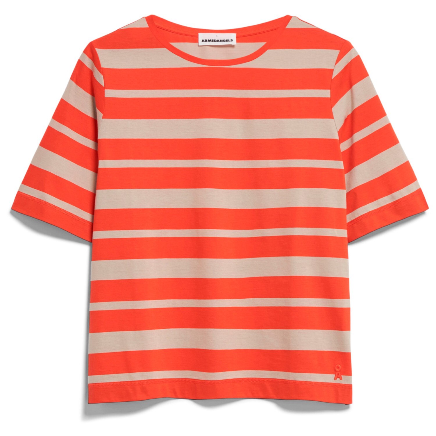

Футболка Armedangels Women's Finiaa Block Stripes, цвет Poppy Red/Sandstone