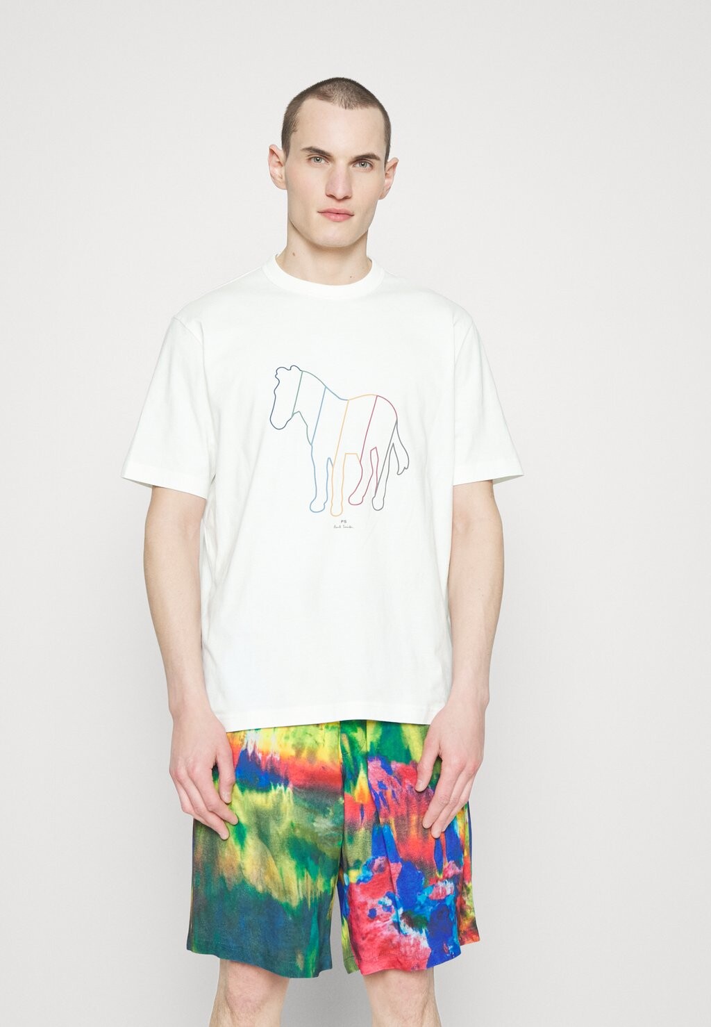 

Футболка с принтом LINE ZEBRA PS Paul Smith, кремовый белый