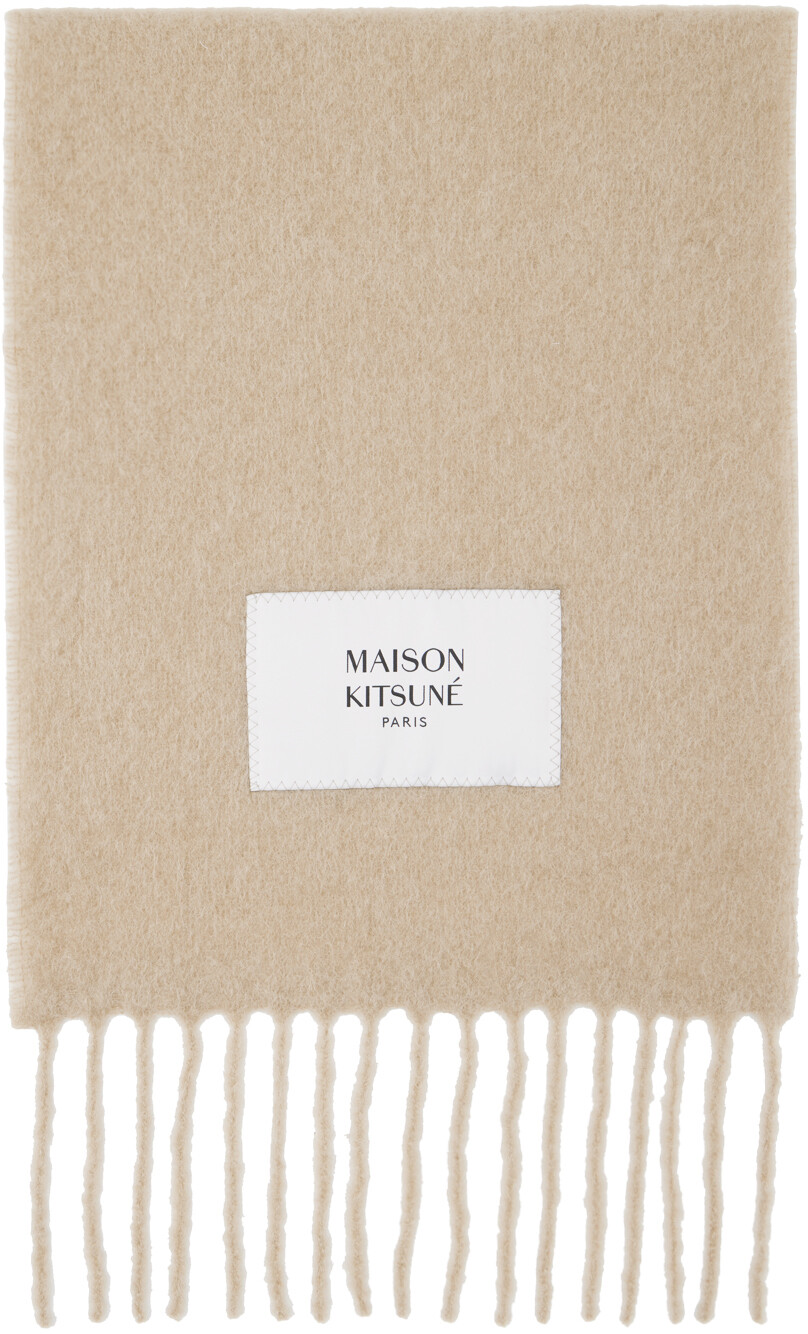 

Бежевый шарф с нашивками Темный Maison Kitsune