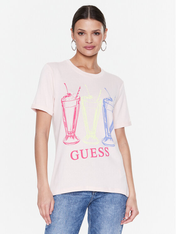 

Футболка стандартного кроя Guess, розовый