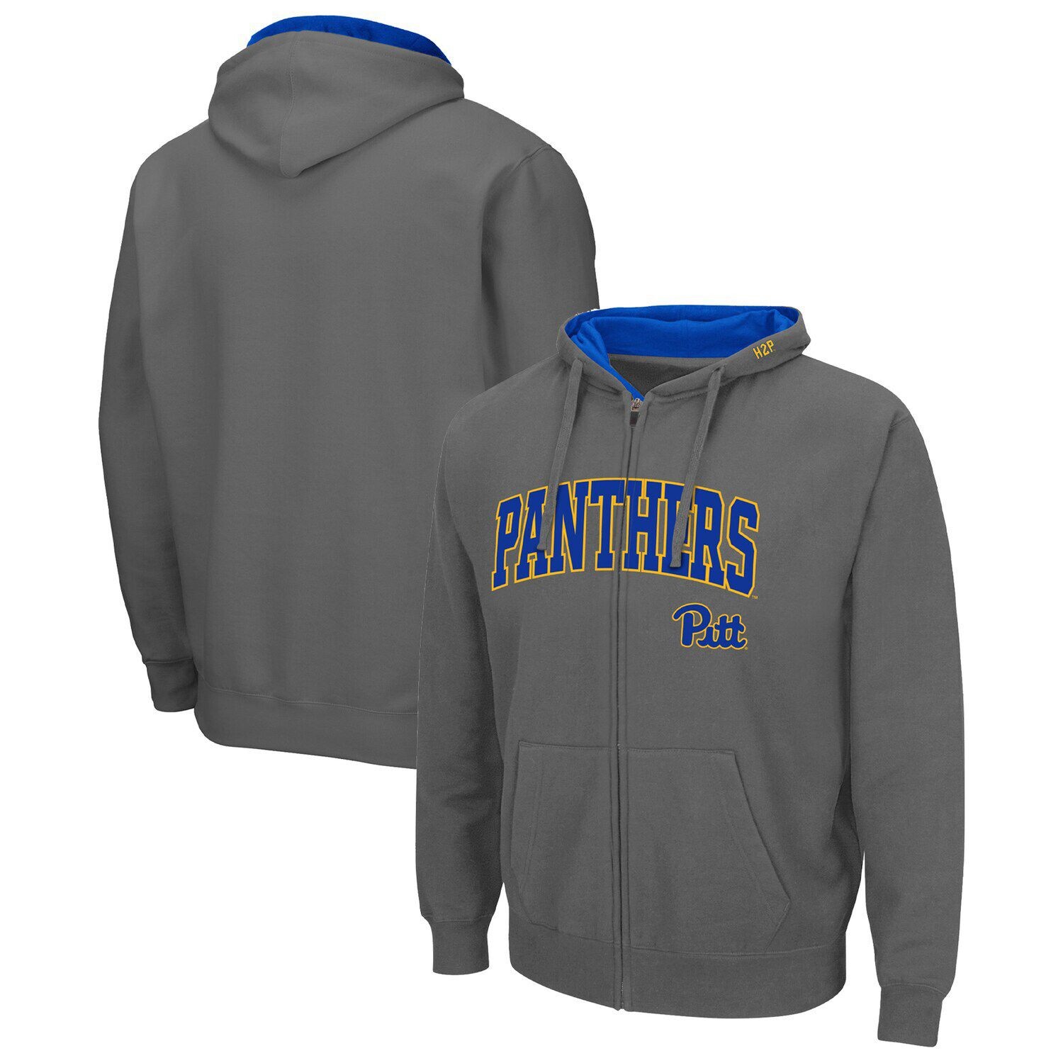 

Мужская темно-серая толстовка с молнией во всю длину Pitt Panthers Arch & Team Logo 3.0 Colosseum, Серый