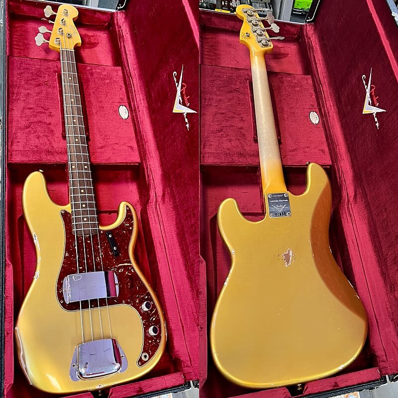

Басс гитара Fender Custom Shop LTD ‘62 Precision Bass Relic, Aged Aztec Gold with Deluxe Hardshell Case