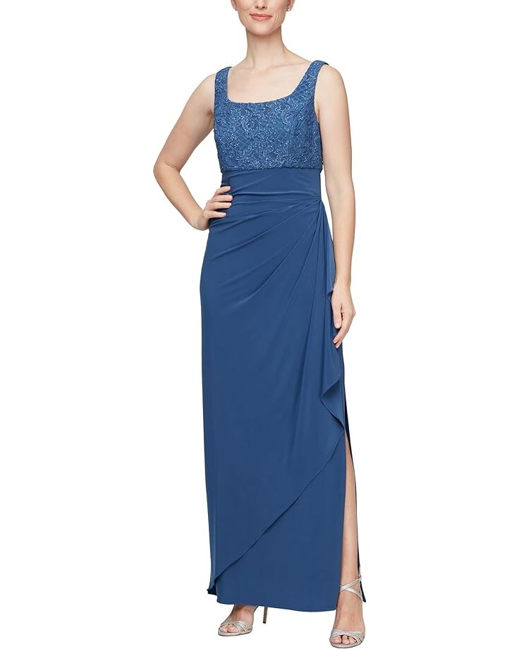 

Платье Alex Evenings Long Empire Waist Bolero Jacket Dress, цвет Wedgewood