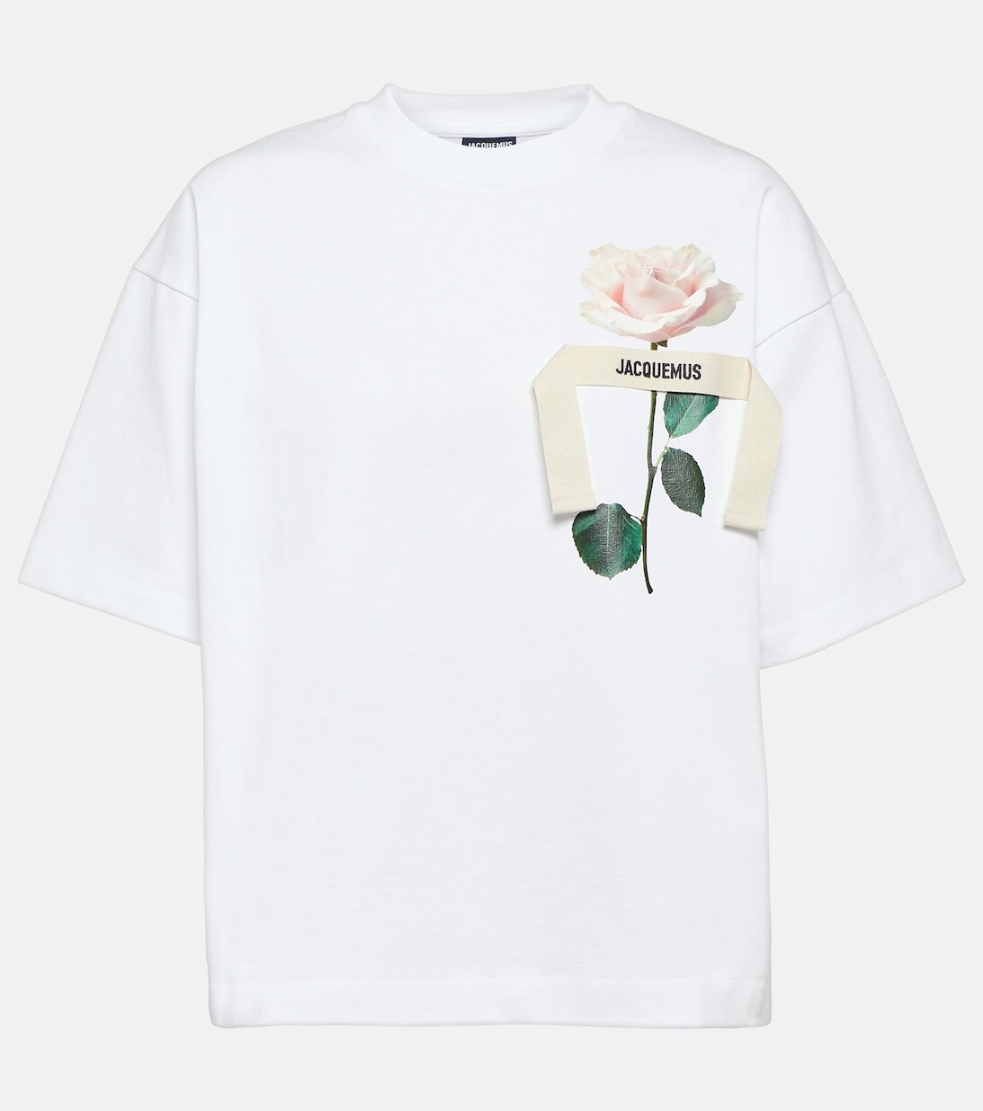 

Хлопковая футболка с цветочным принтом JACQUEMUS, белый