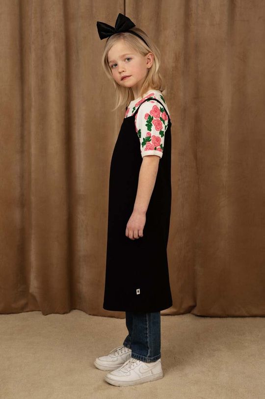 цена Платье из хлопка для маленькой девочки Mini Rodini, черный