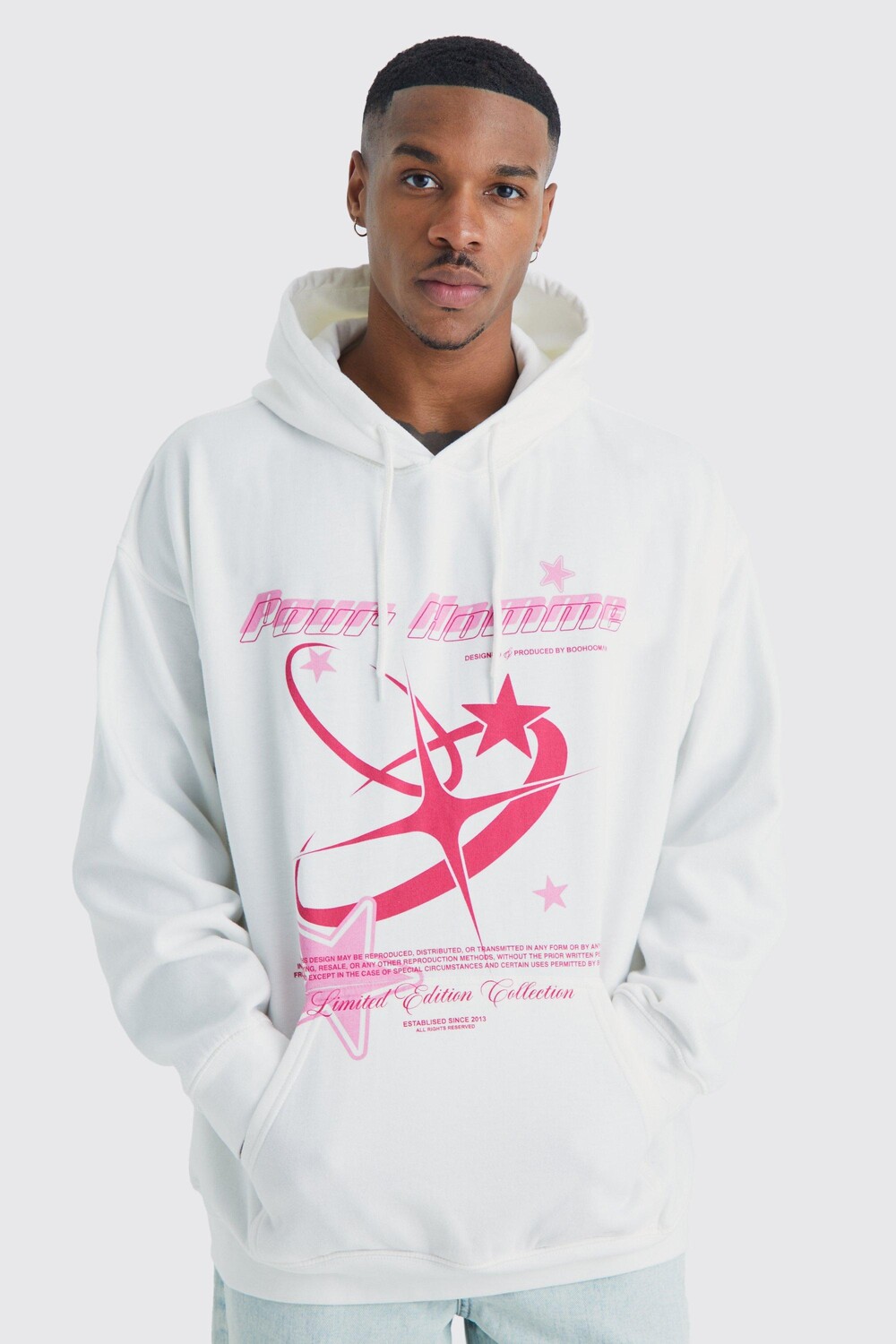 

Худи с графикой homme star Boohoo, белый