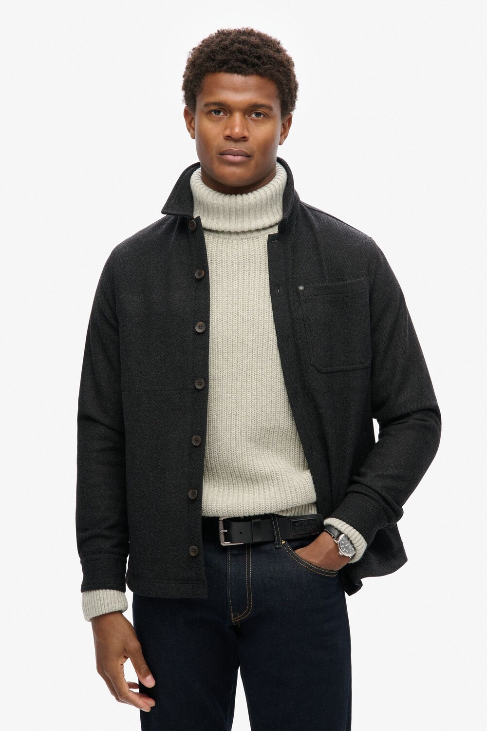 

Верхняя рубашка из купеческой шерсти Superdry, черный