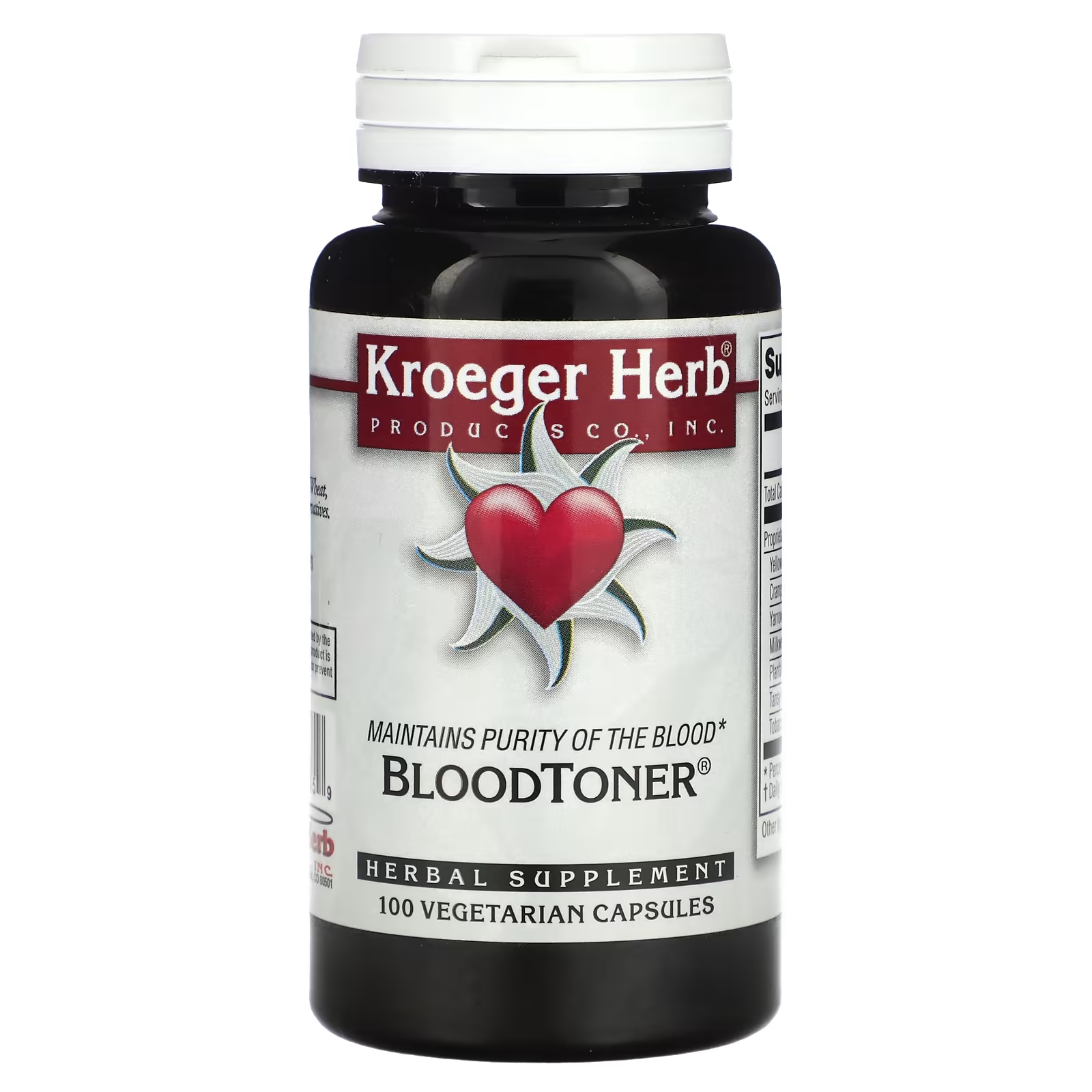 Растительная добавка Kroeger Herb Co Blood Toner, 100 капсул растительная добавка kroeger herb co балансировщик полярности 100 капсул