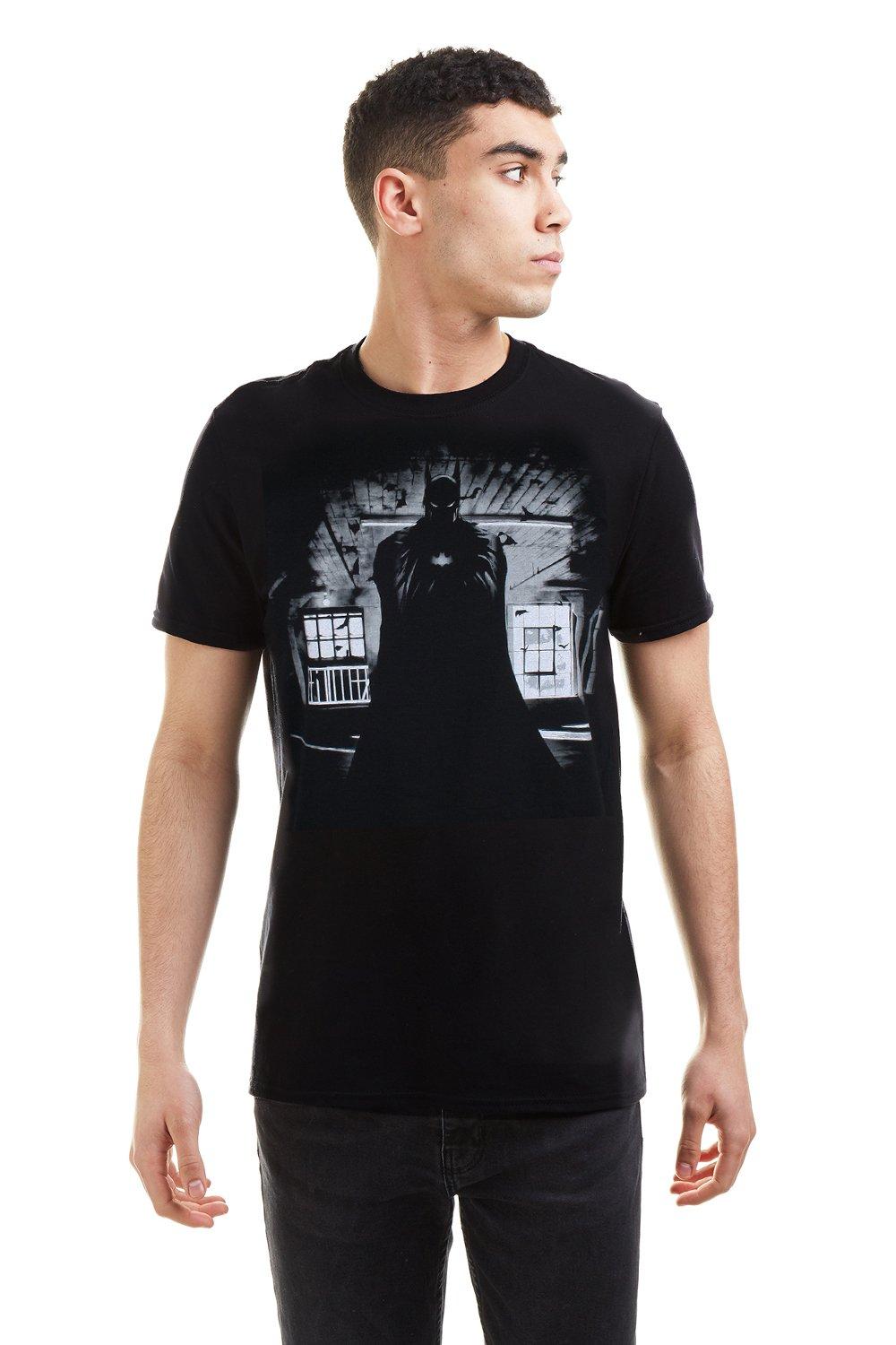 Темная хлопковая футболка с Бэтменом DC Comics, черный