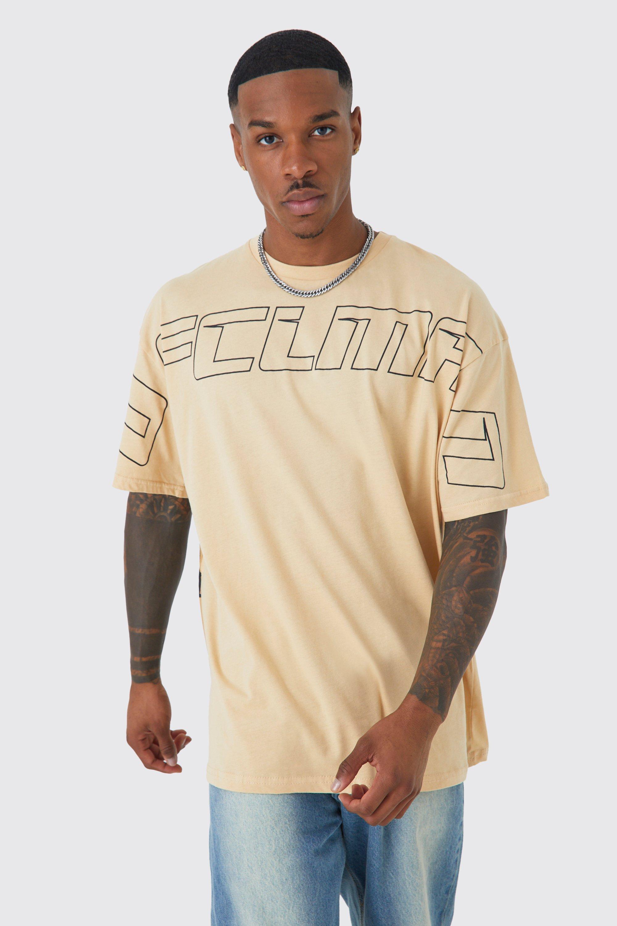 

Оверсайзовая футболка ofcl man с графикой тедди Boohoo, песочный, Бежевый