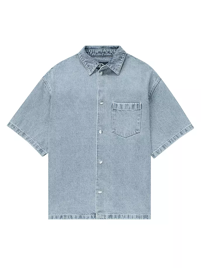 

Джинсовая рубашка с короткими рукавами Purple Brand, цвет light indigo