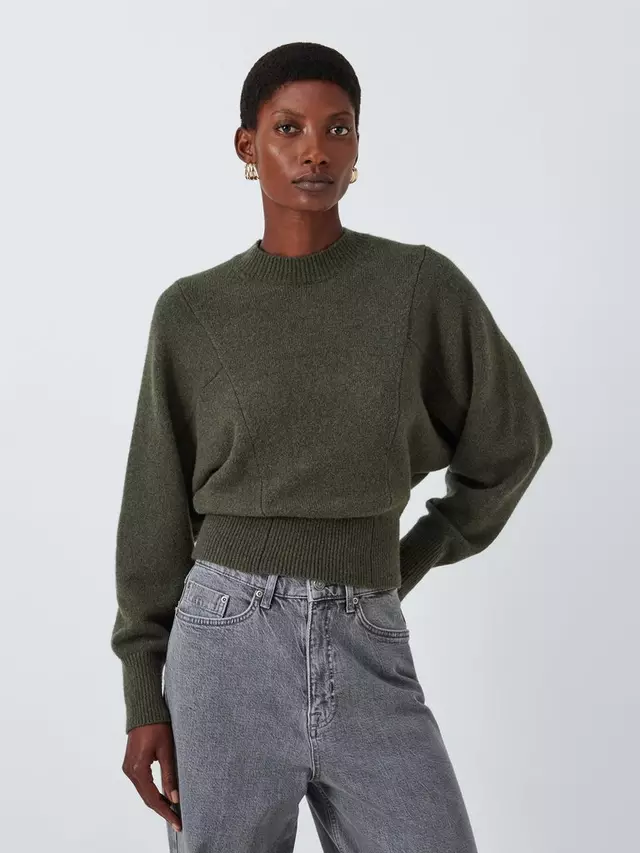 

Свитер John Lewis Cotton & Wool Blend Batwing, хаки