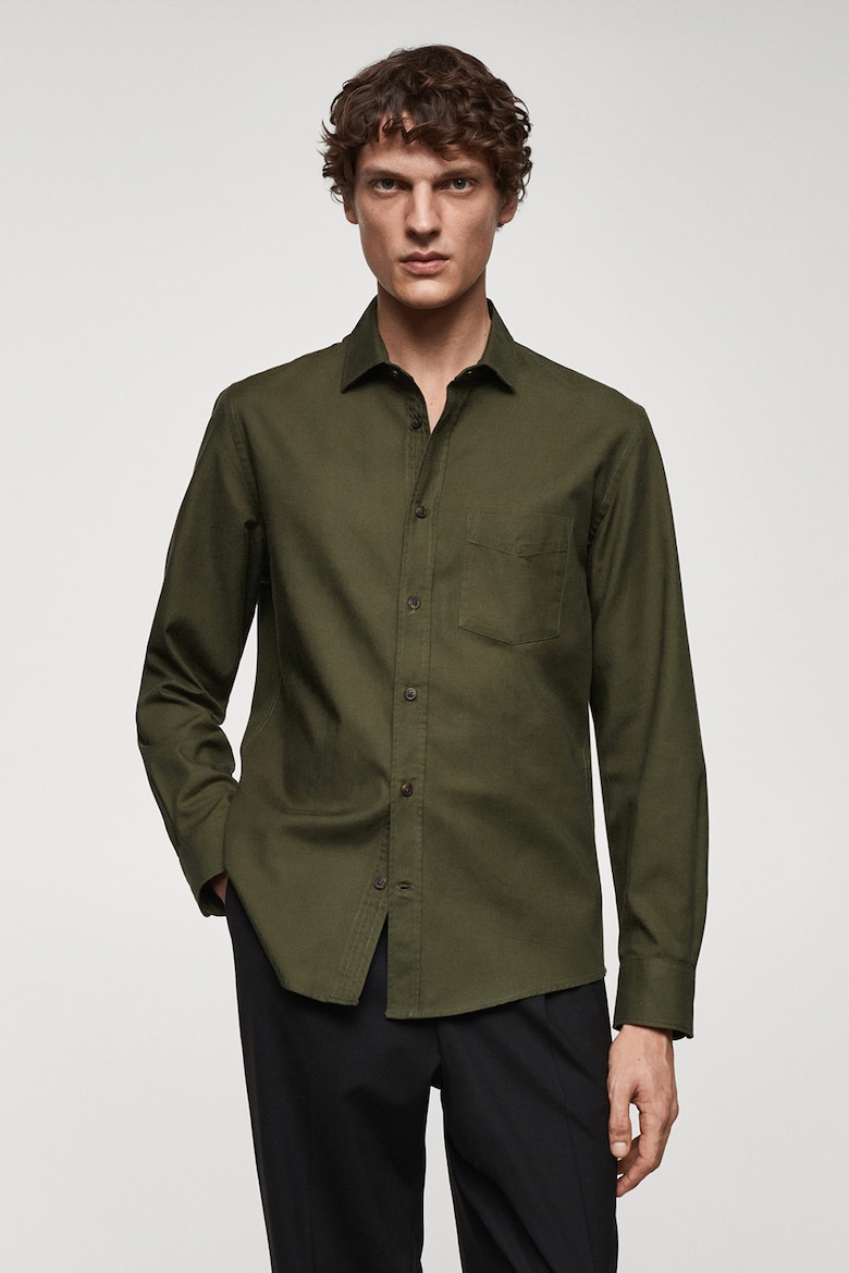 Рубашка Prati стандартного кроя и карманом Mango, зеленый рубашка prati mango цвет noir