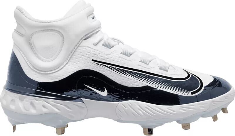 

Мужские бейсбольные бутсы Nike Alpha Huarache Elite 4 Mid Metal, белый/темно-синий