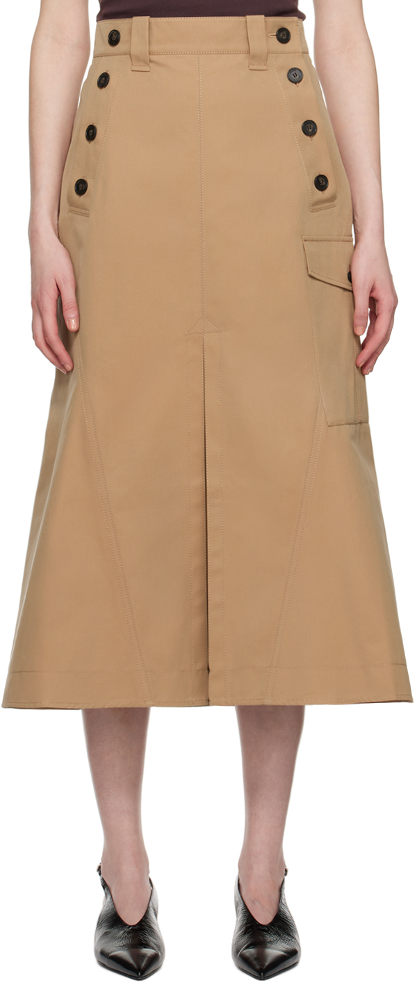 Светло-коричневая юбка-миди с карманами-карго Erdem юбка zara светло коричневый