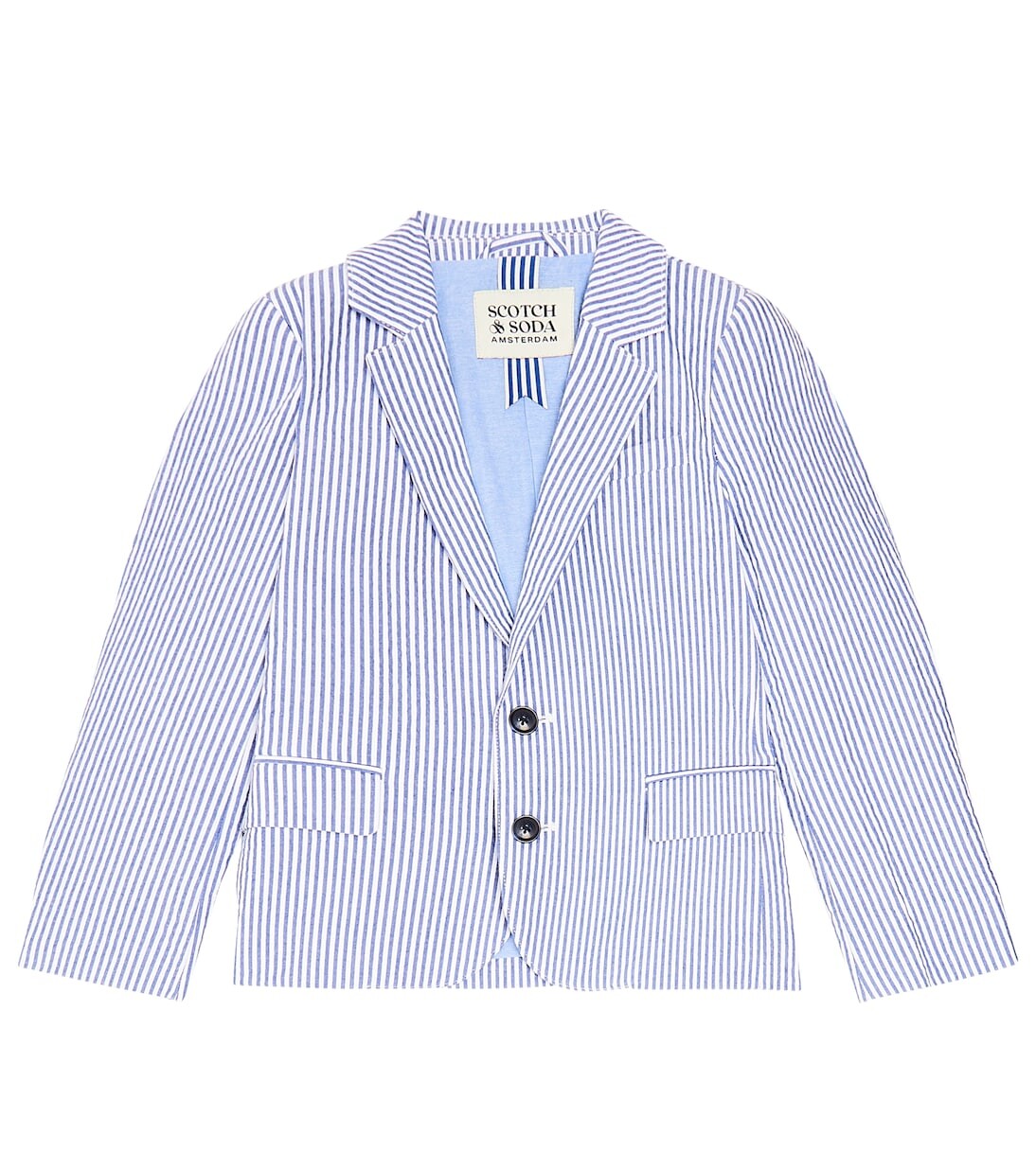 

Полосатый блейзер из хлопкового сирсакера Scotch & Soda Kids, синий