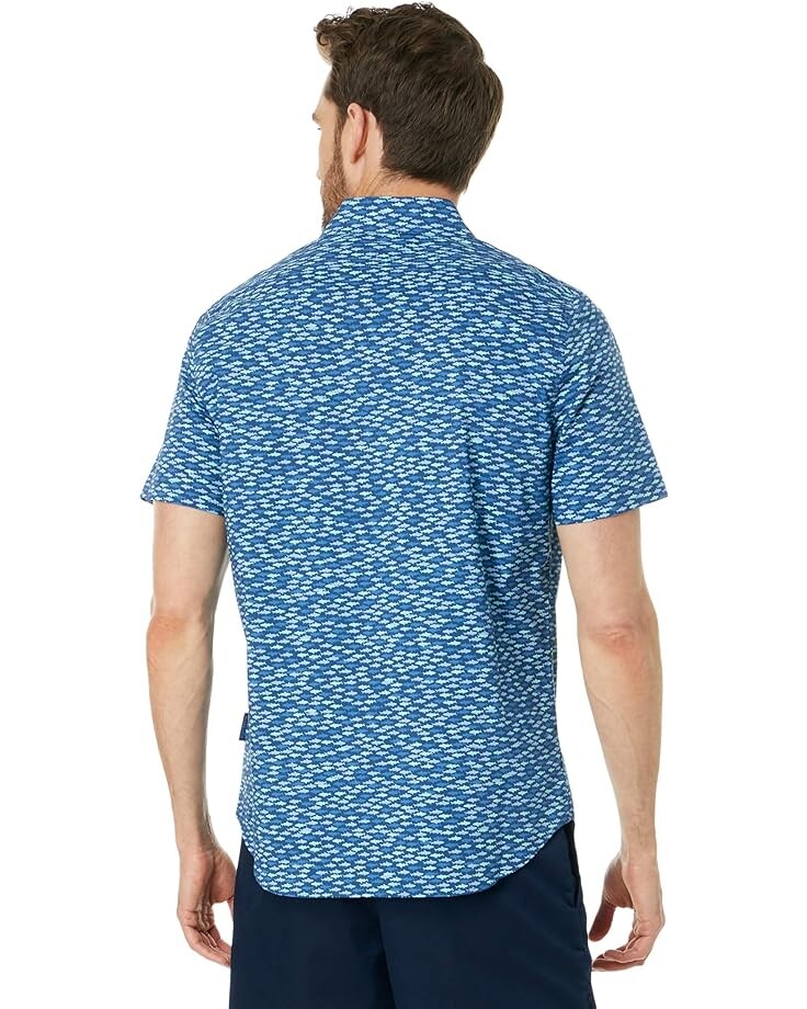 

Рубашка Nautica Navtech Trim Fit Printed Short Sleeve Shirt, цвет Estate Blue