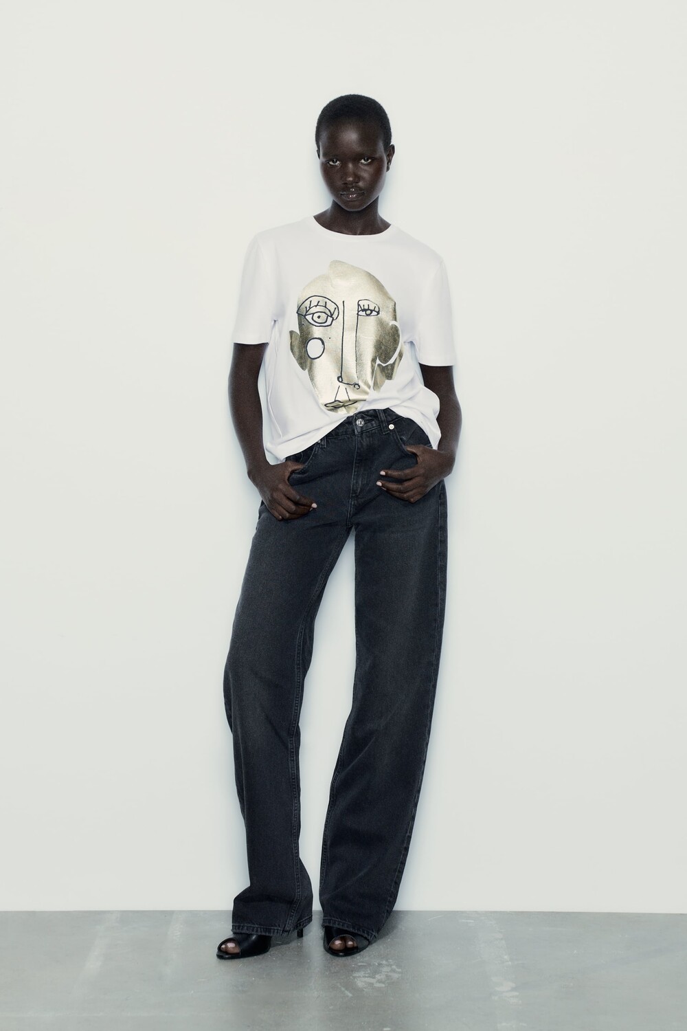 

Футболка с принтом Zara, золотой, Желтый