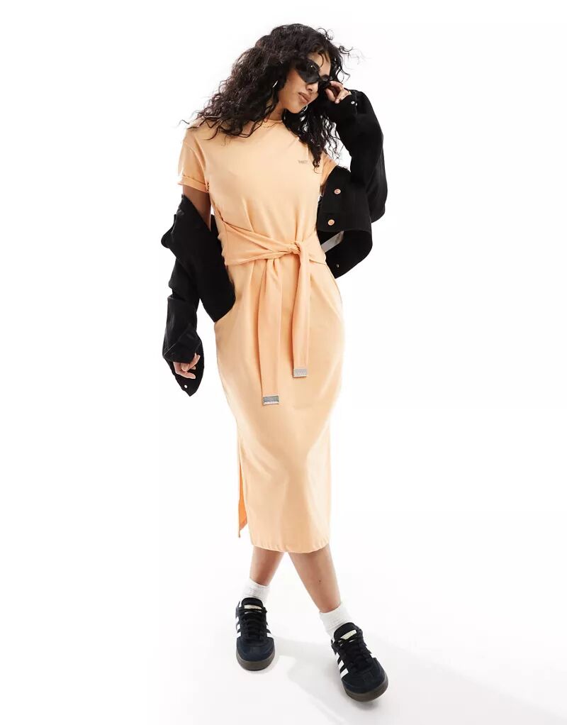 Персиковое платье миди с завязками спереди Barbour International