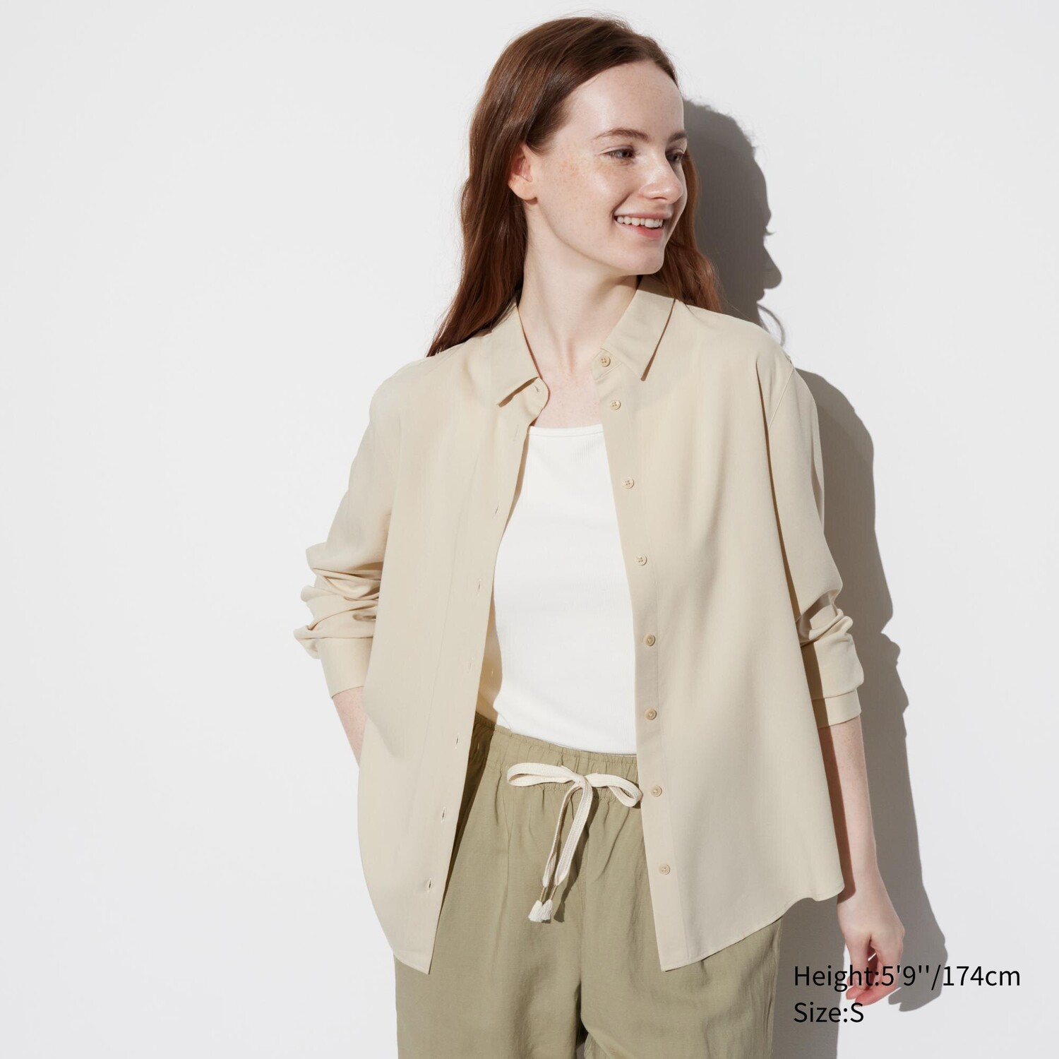 

Рубашка UNIQLO из вискозы, бежевый