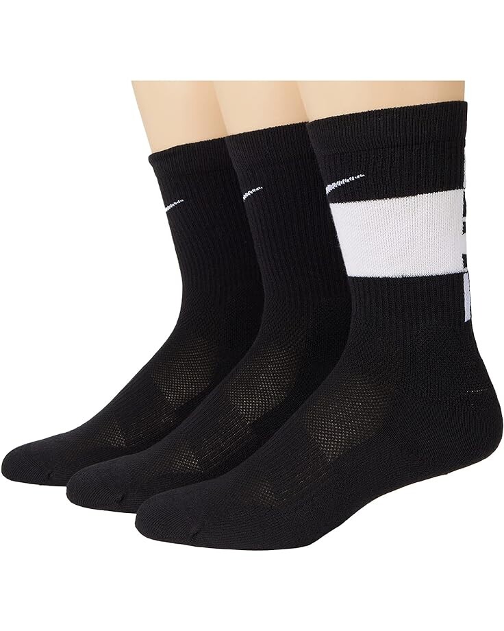 

Носки Nike Elite Crew Socks 3-Pair, черный/белый