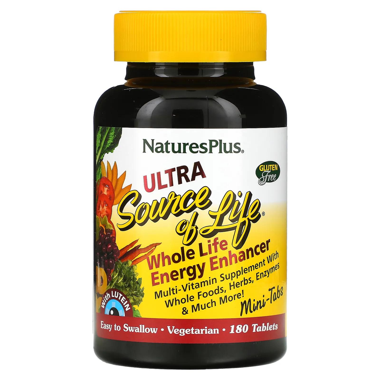 NaturesPlus Ultra Source of Life Whole Life Energy Enhancer 180 таблеток naturesplus source of life зеленые и красные мини таблетки 180 двухслойных таблеток