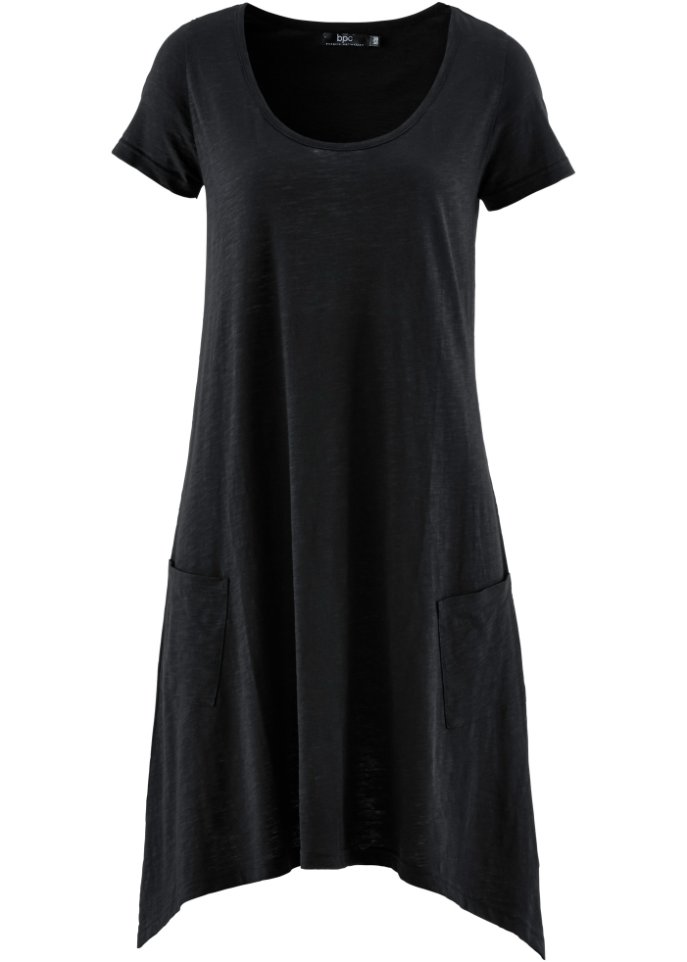 Короткое хлопковое платье-рубашка из пряжи slub Bpc Bonprix Collection, черный платье из джерси slub bpc bonprix collection черный