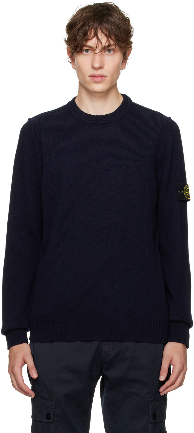 

Темно-синий свитер с круглым вырезом Stone Island