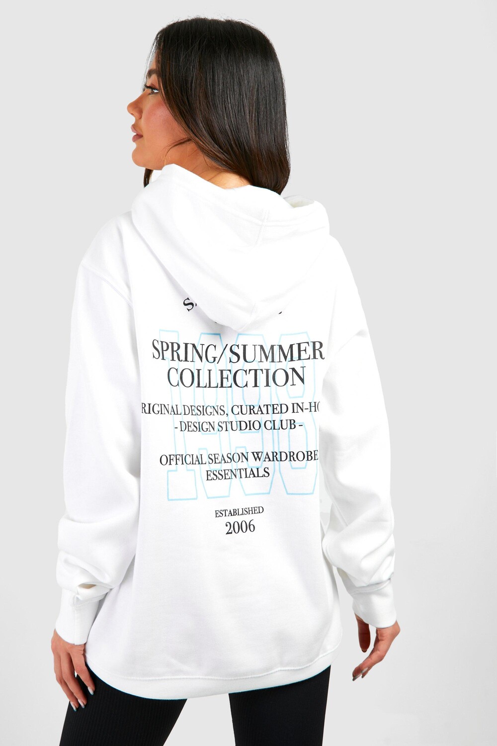 

Толстовка большого размера с надписью Members Club boohoo, белый