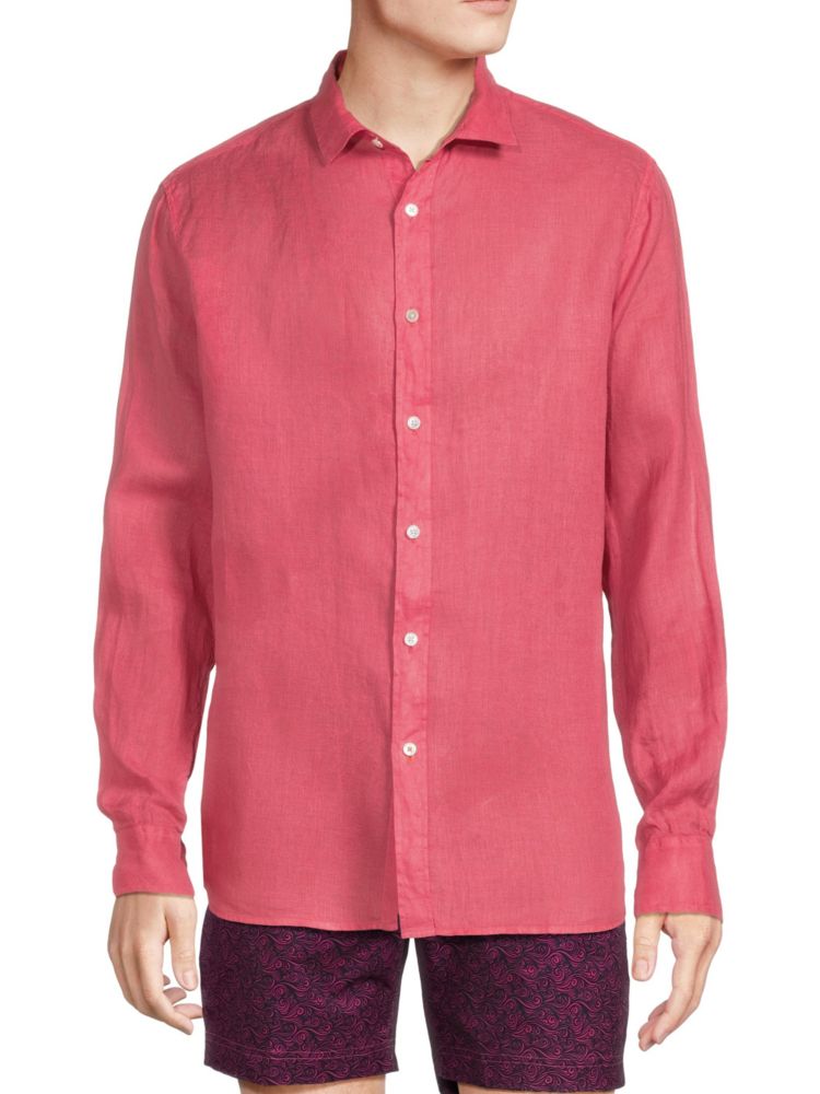 Льняная рубашка на пуговицах из Амальфи Swims, цвет Campari