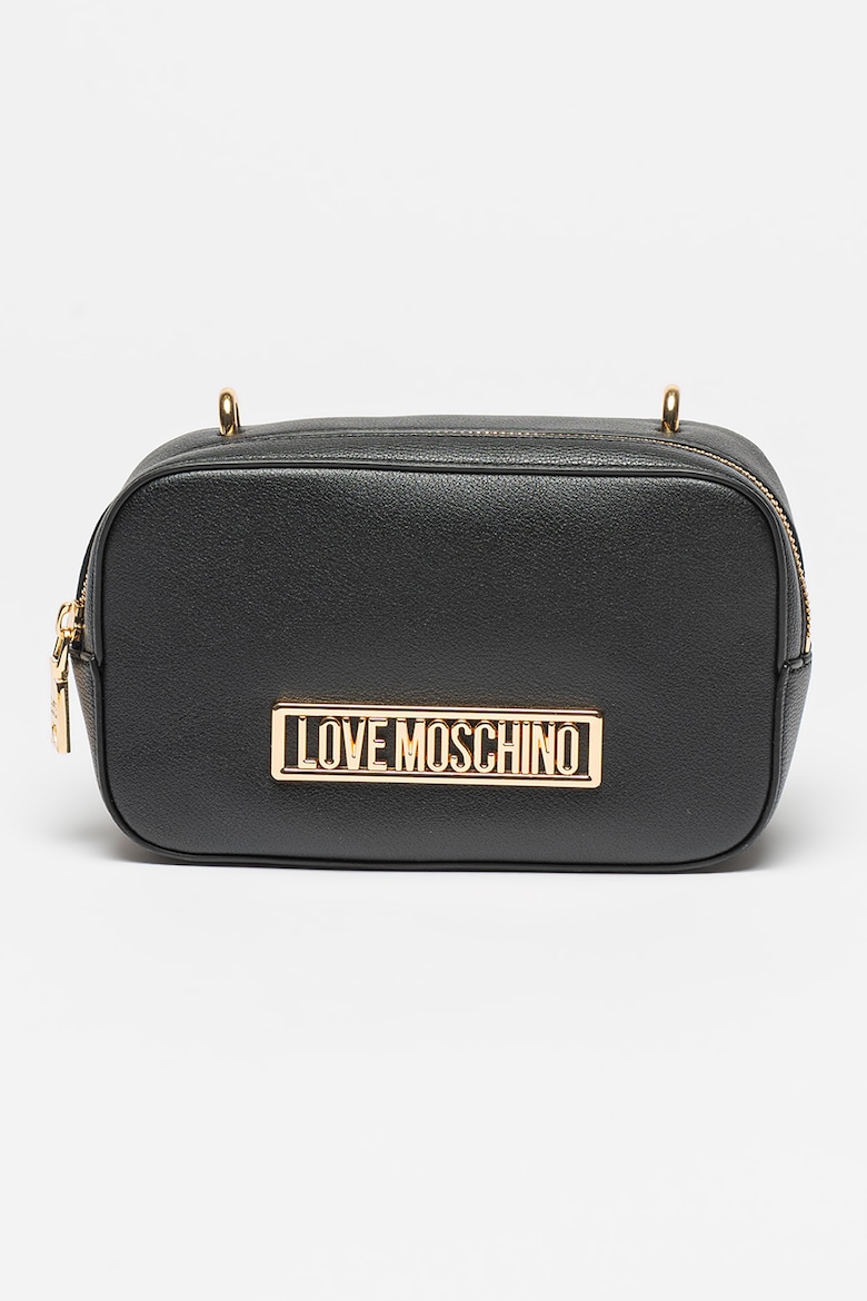 Сумка из кожи и экокожи с металлическим логотипом Love Moschino, черный