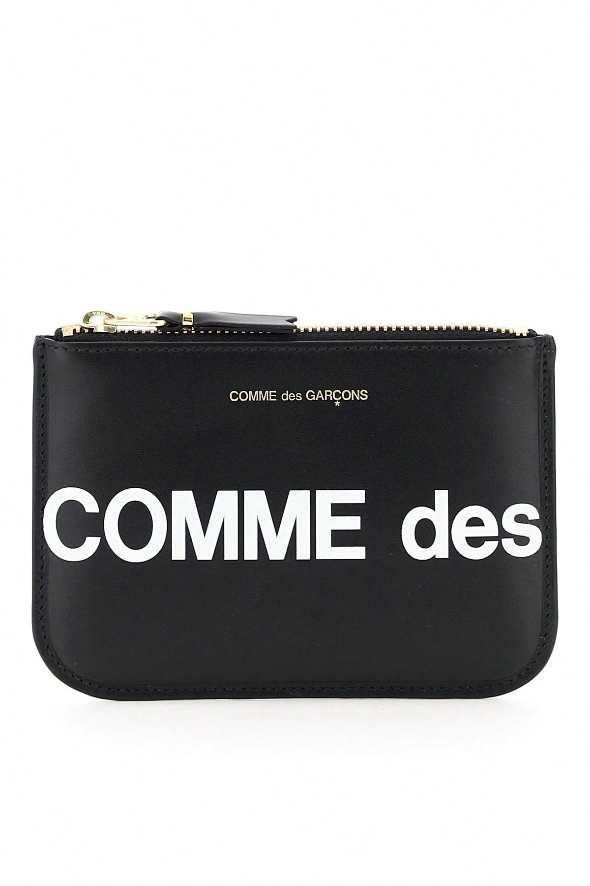 Большой кошелек с логотипом Comme Des Garcons, черный кожаный кошелек comme des garcons черный