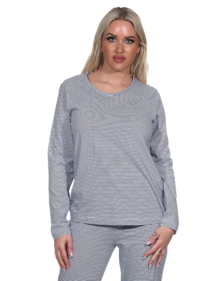 

Пижама NORMANN Shirt langarm Oberteil Mix & Match Streifen, синий