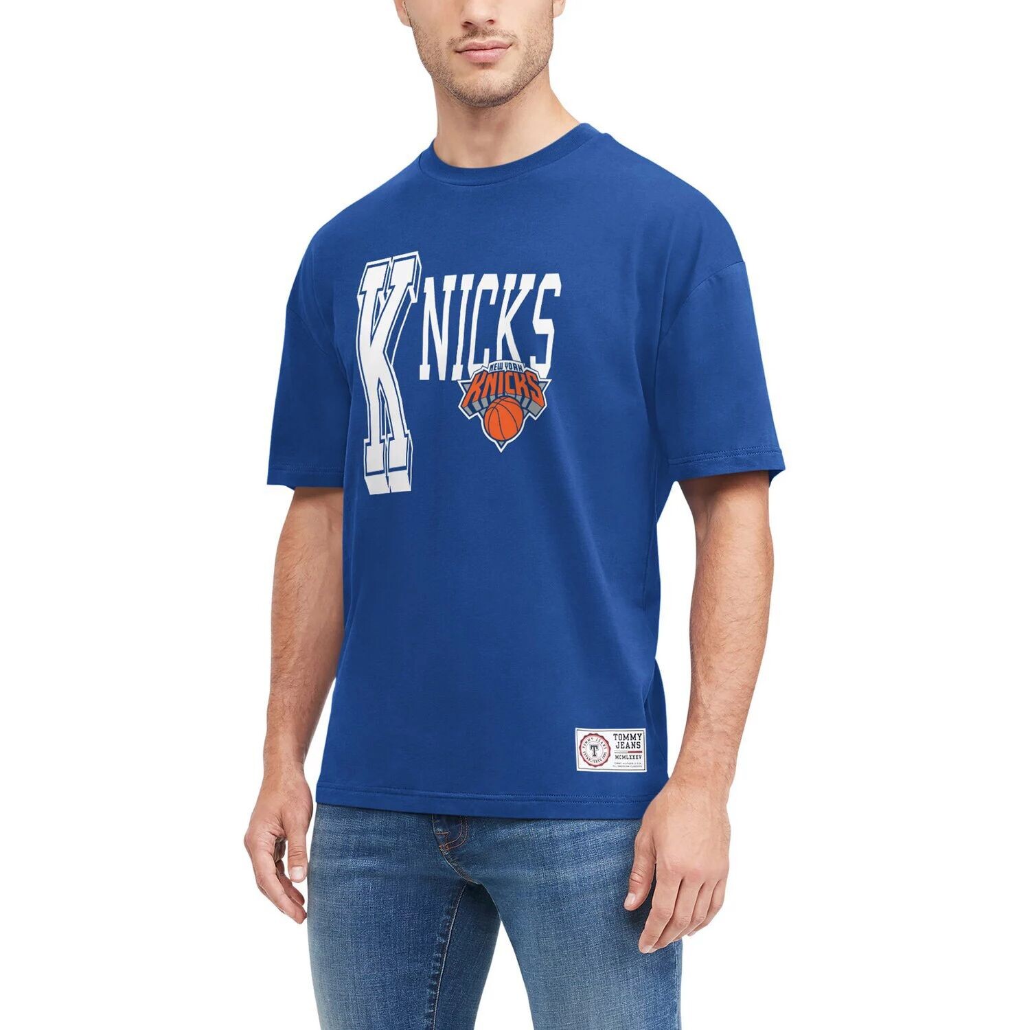 

Мужская синяя футболка Tommy Jeans New York Knicks Mel Varsity, Синий