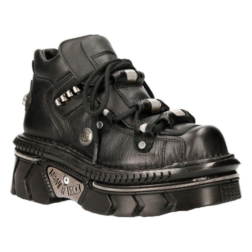 Ботинки унисекс из металлизированной кожи New Rock в готическом стиле техно — M-215-S6, черный