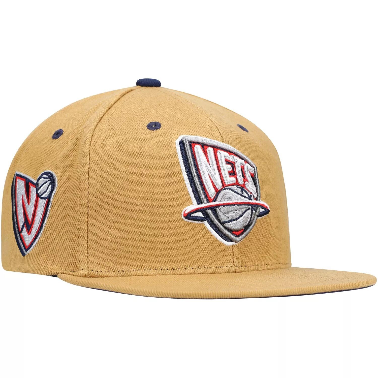 

Мужская кепка Mitchell & Ness Tan New Jersey Nets из твердой древесины, классическая пшеничная шляпа Snapback