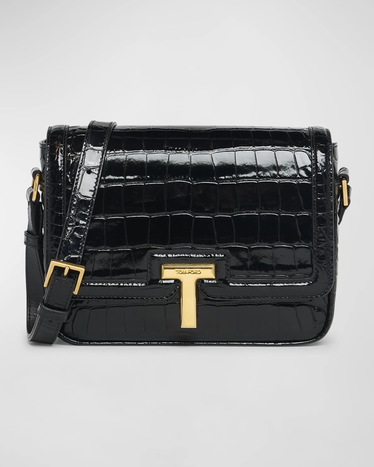 

Маленькая сумка на плечо Wallis из тисненой кожи крокодила Tom Ford, черный