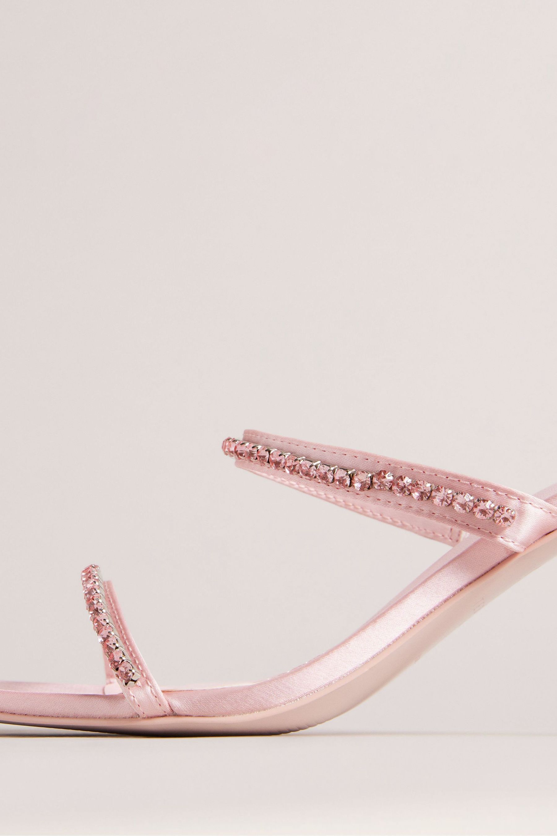 Розовые атласные босоножки-мюли Rinita на каблуке длина 70 мм Ted Baker, розовый