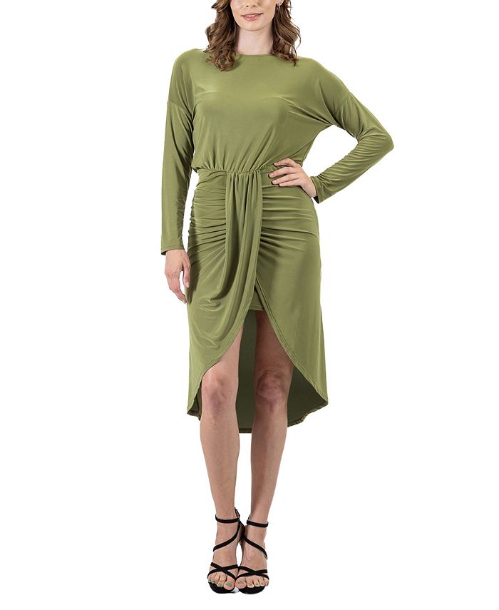 Женское платье длиной до колена с длинными рукавами 24seven Comfort Apparel, зеленый