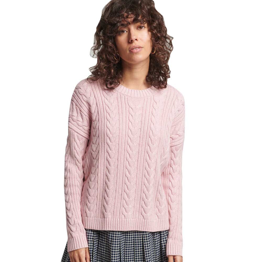 

Свитер Superdry Dropped Shoulder Cable Crew, розовый