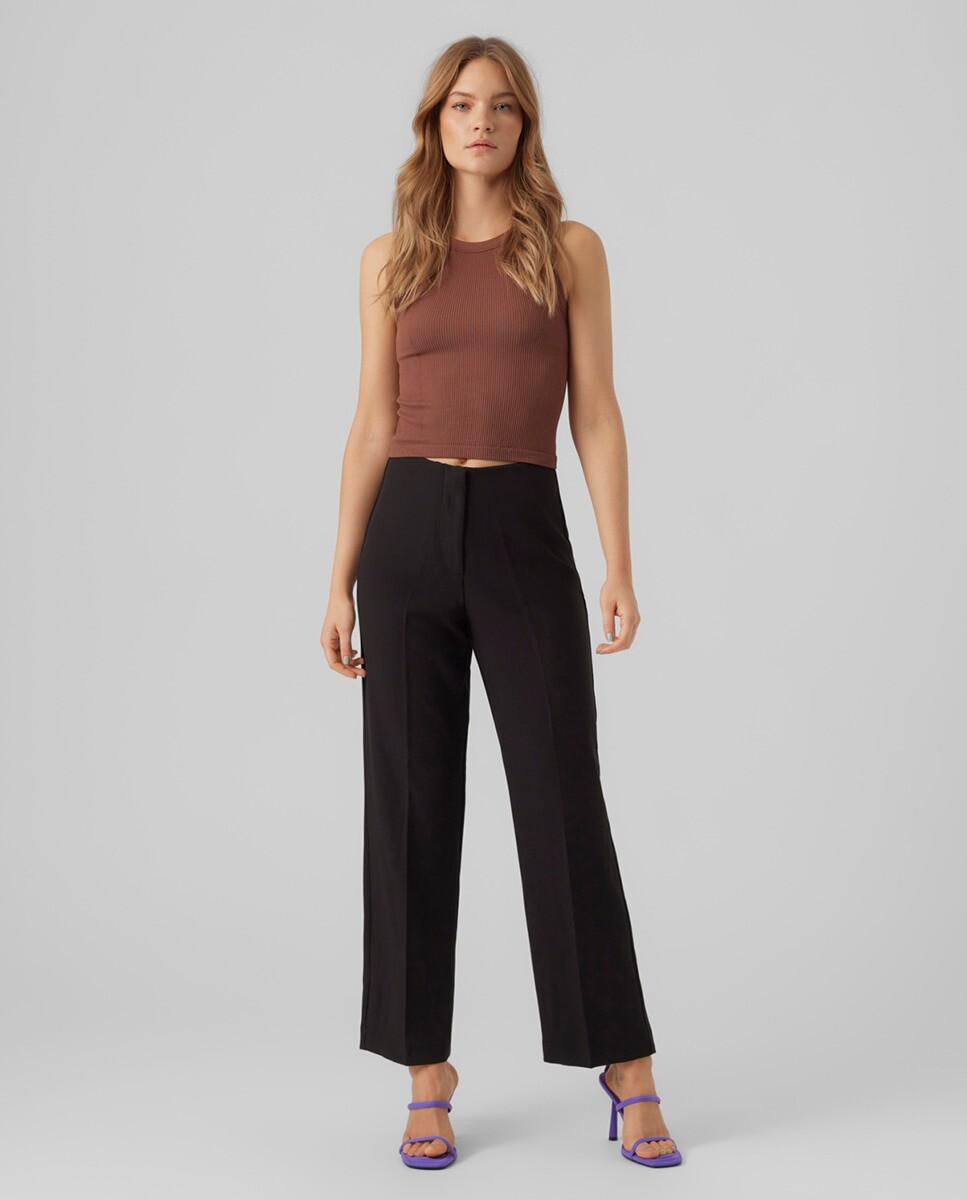 

Женские прямые брюки с завышенной талией длиной 30 Vero Moda, черный