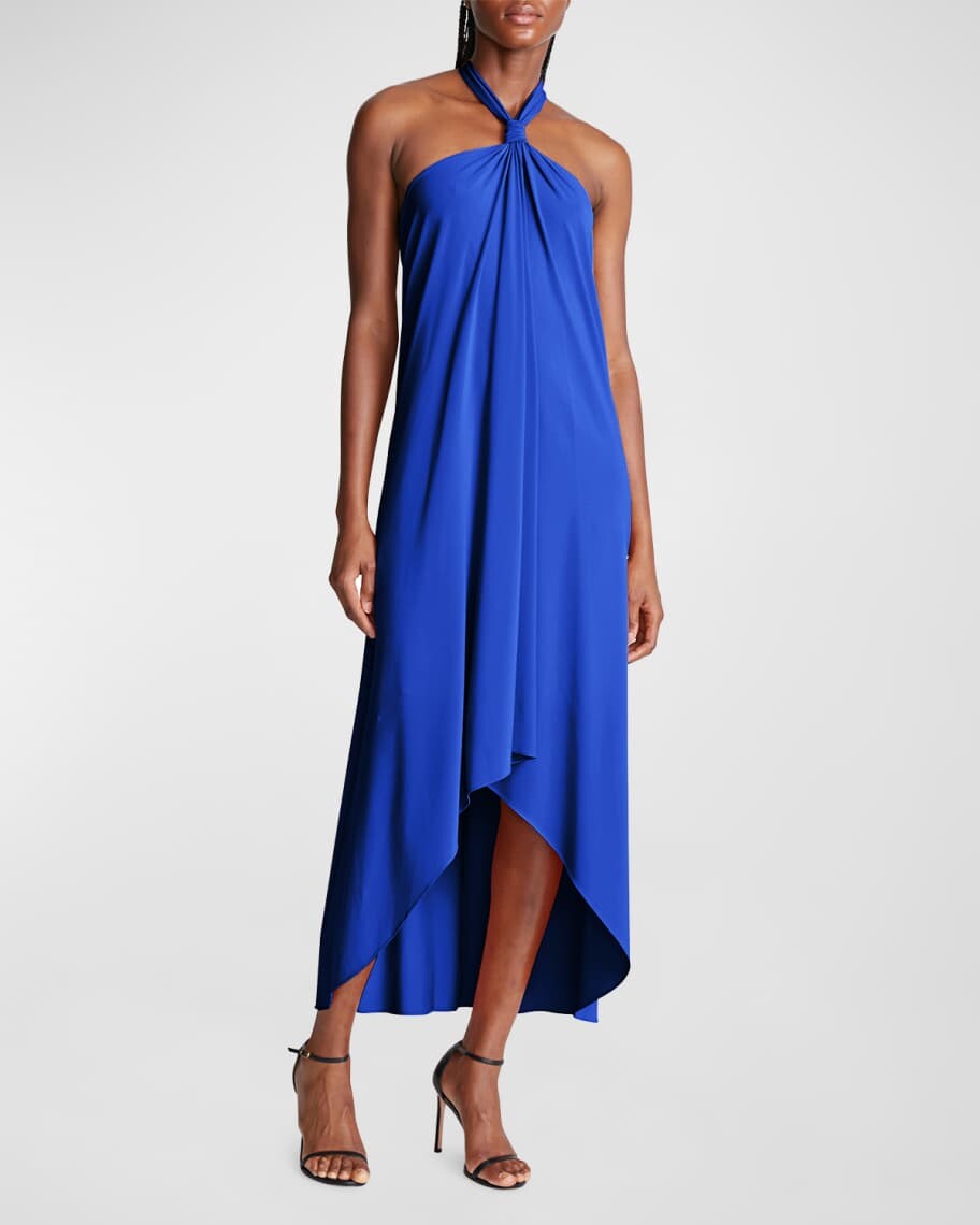 

Платье Lulu High-Low из джерси с лямкой на шее Halston