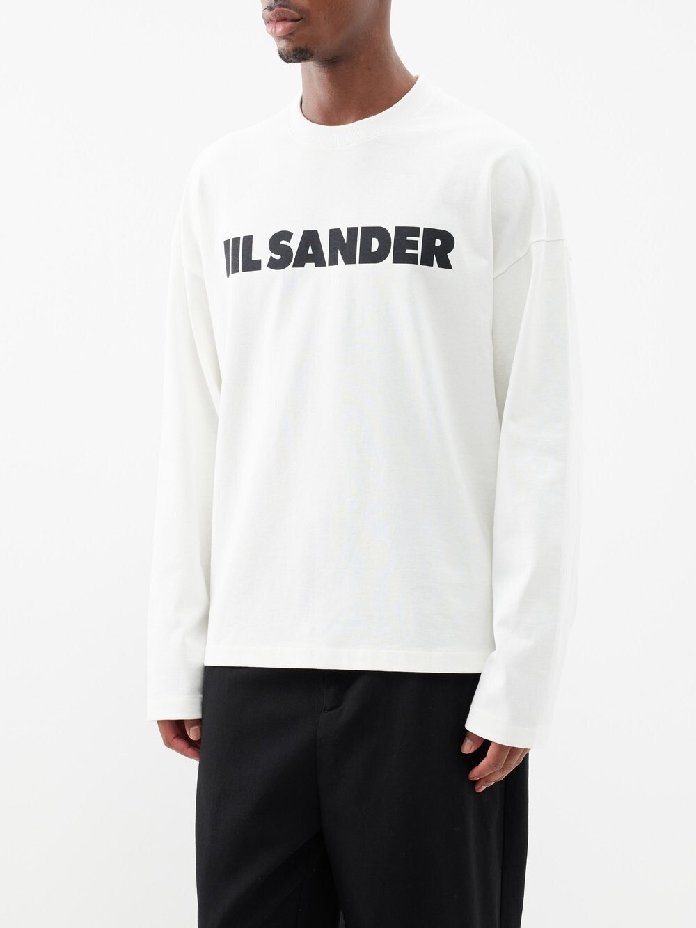 

Топ оверсайз из хлопкового джерси с логотипом Jil Sander, белый