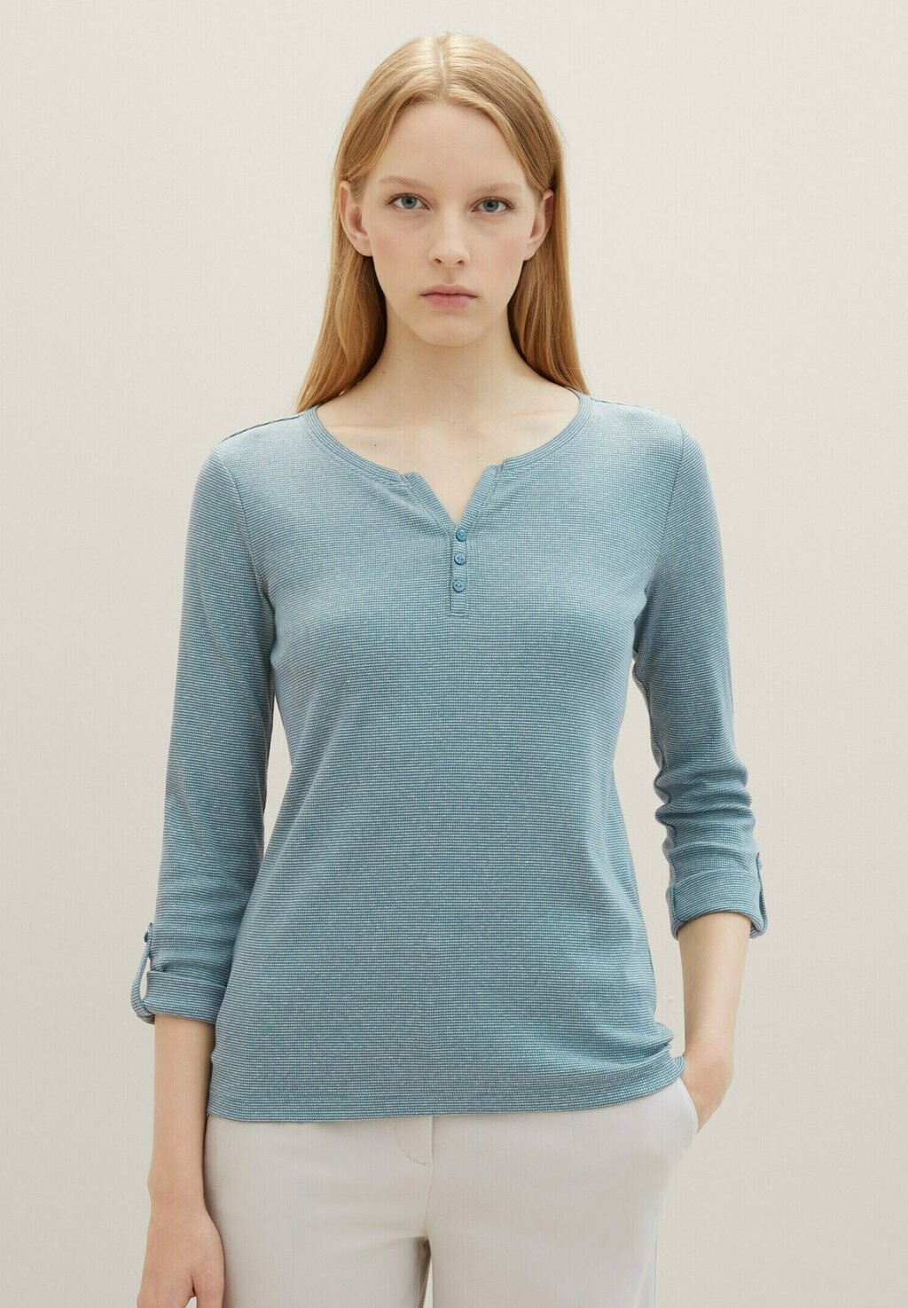 

Рубашка с длинным рукавом TOM TAILOR, цвет green offwhite stripe ck