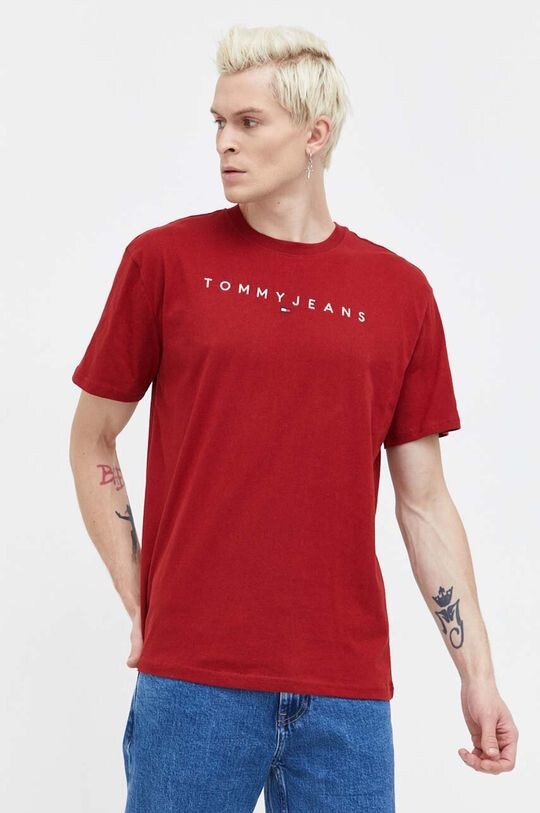 

Хлопковая футболка Tommy Jeans, бордовый